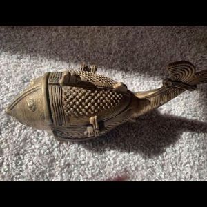 An ancient hand-made brass jewelry And coin boxes.